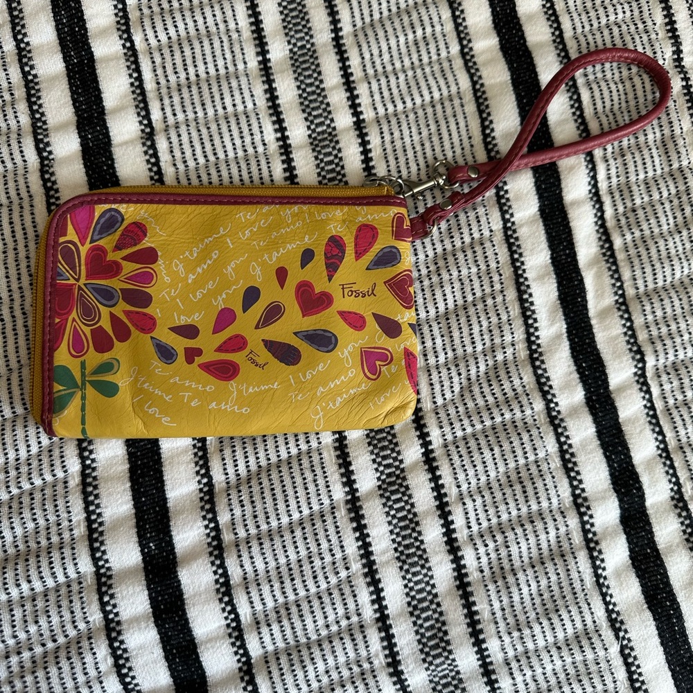 Fossil Yellow and Red Women's Wristlet